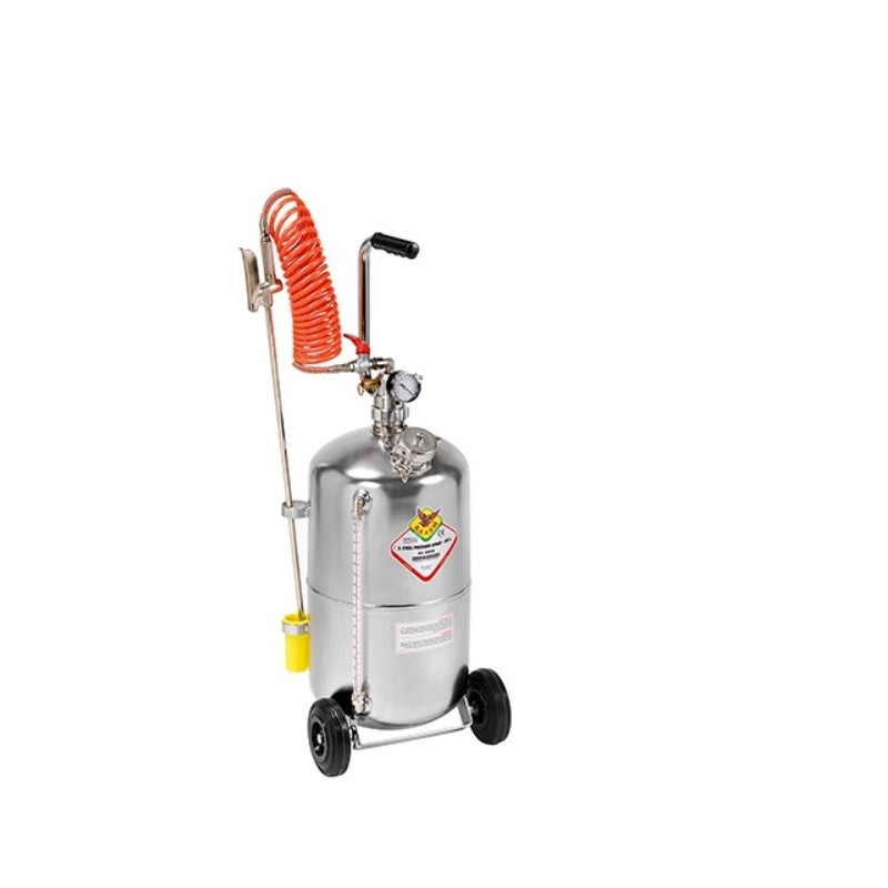 Nebulizador INOX à pressão de INOX polido AISI 304, 24 litros e medidor de nível